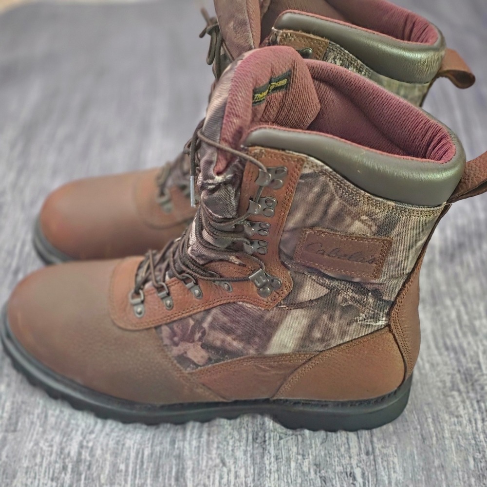 Cabelas Mens 14 EE Hunting Boots Brown Camo Gortex Thinsulate Ultra 81-3739 Wide